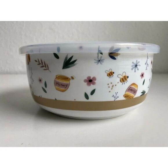 Disney Winnie The Pooh Honey Pot Flowers Pressure Lid Food Container Bowl NEW - Picture 4 of 8